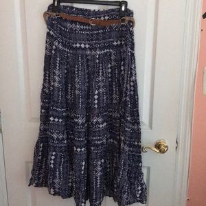 Belted Patterned Skirt